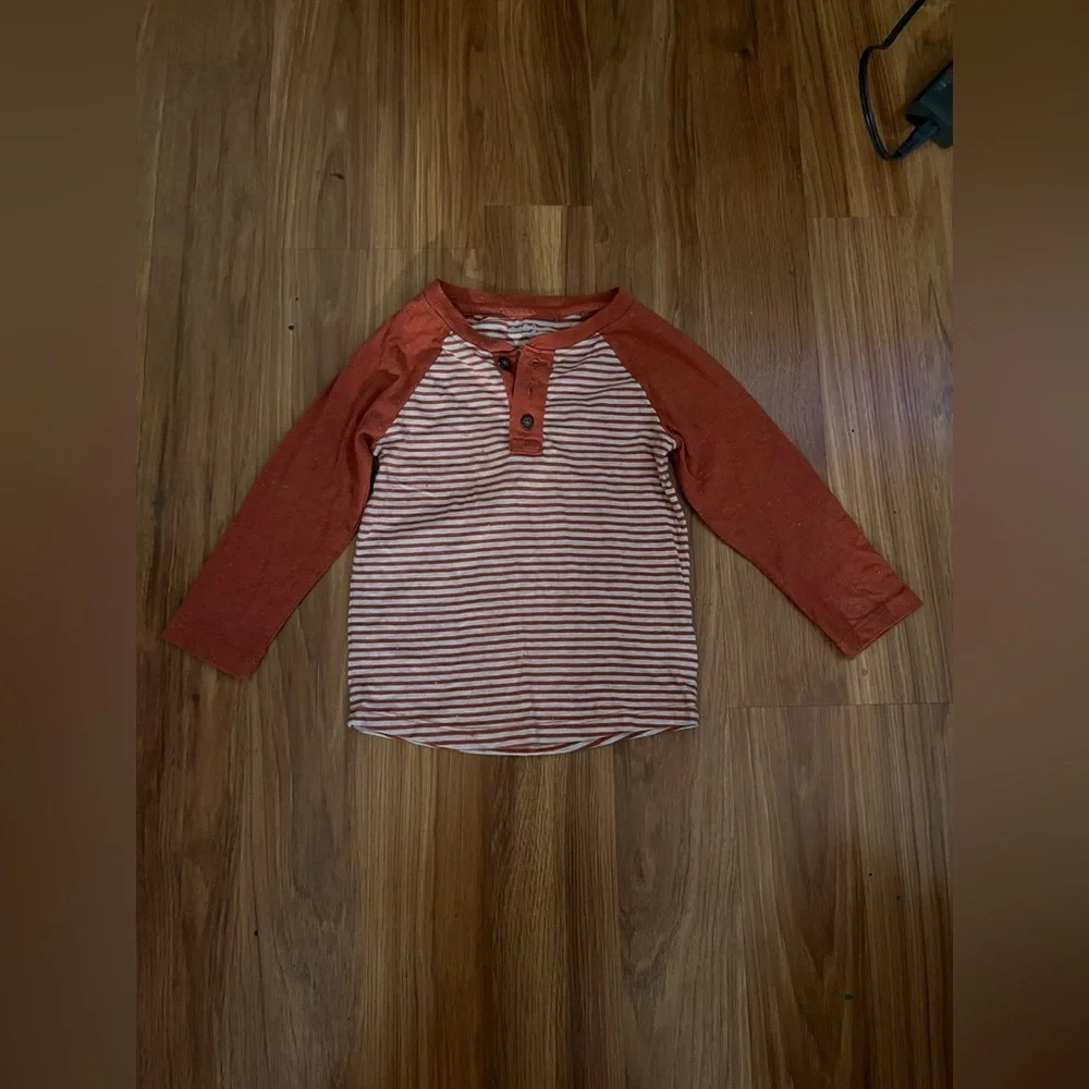 Cat & Jack Kids Long Sleeve Tees - Green Camo and Orange Stripes